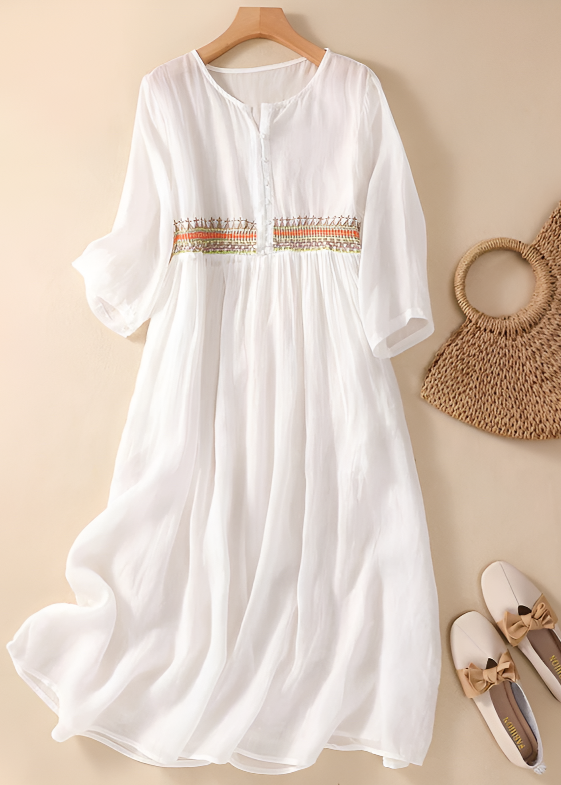 Women's Maxi Dress Three-Quarter Sleeve - VibreMode