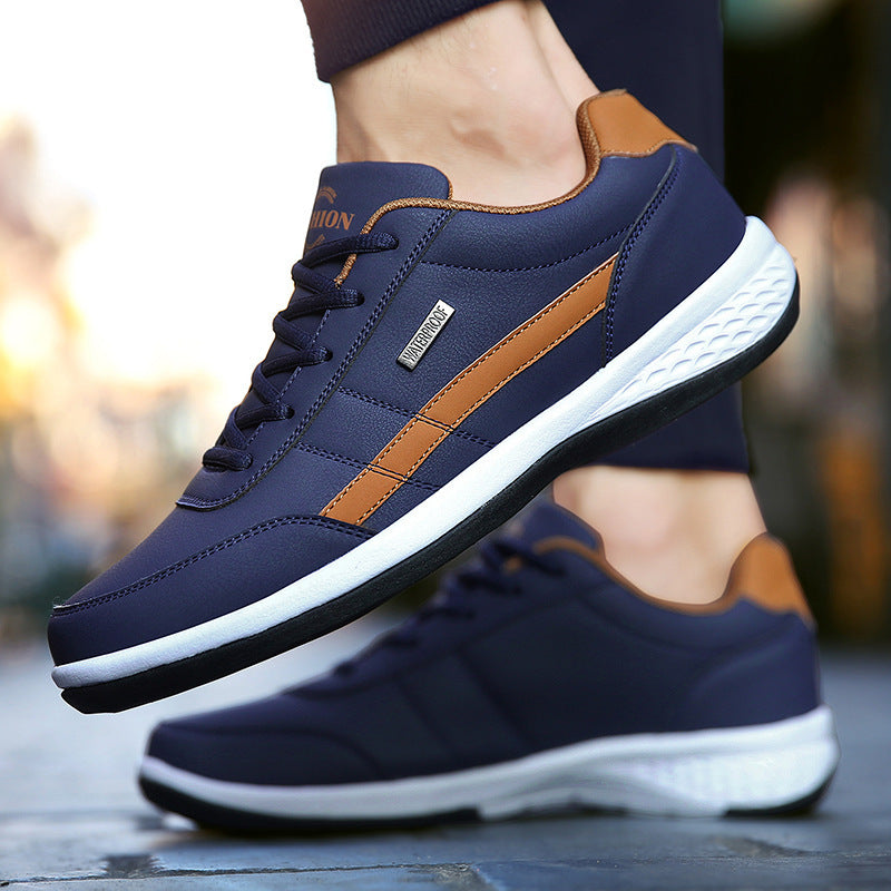 Men's Lace-Up Sneakers Cushioned Sole Black - VibreMode