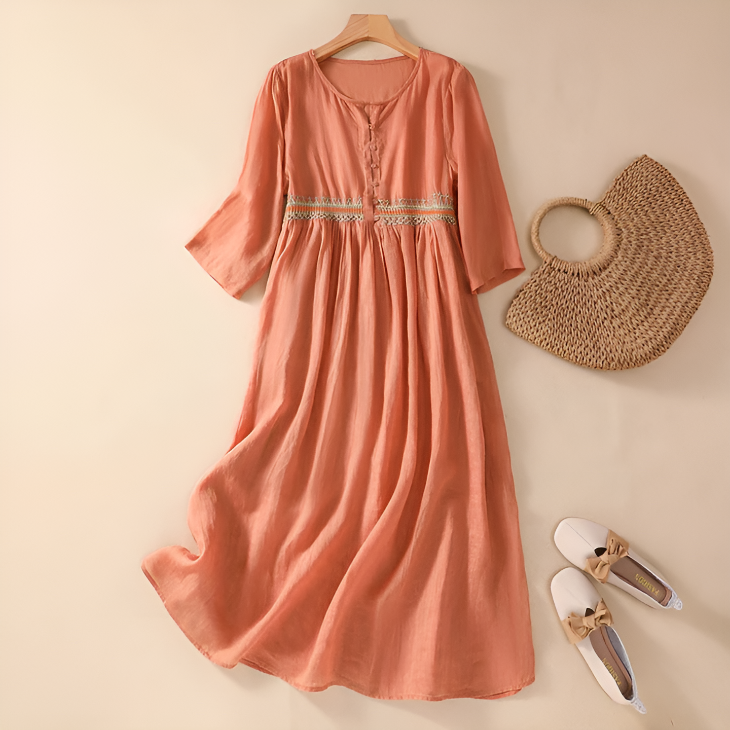Women's Maxi Dress Three-Quarter Sleeve