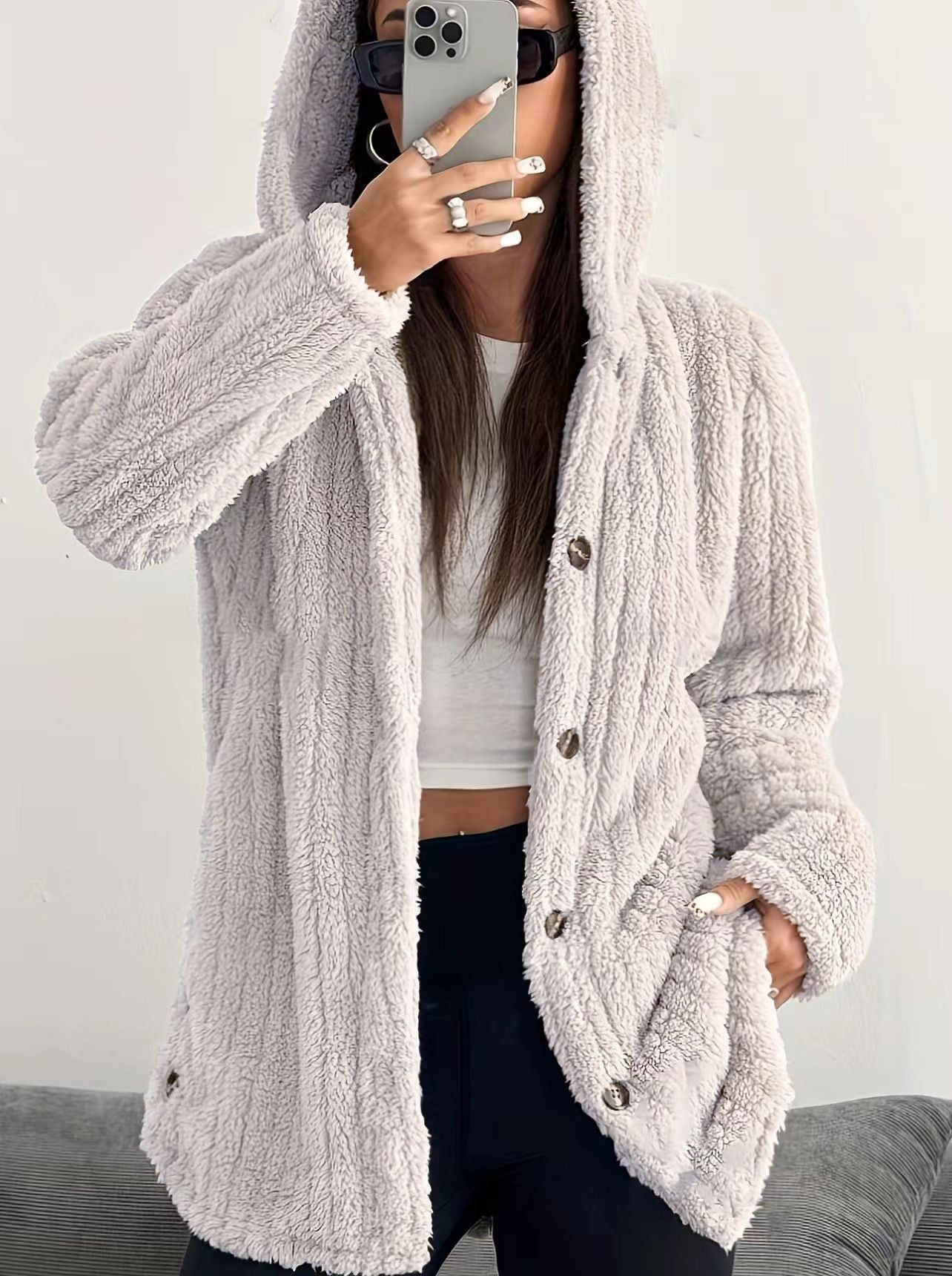 Women's Hooded Cable Knit Cardigan