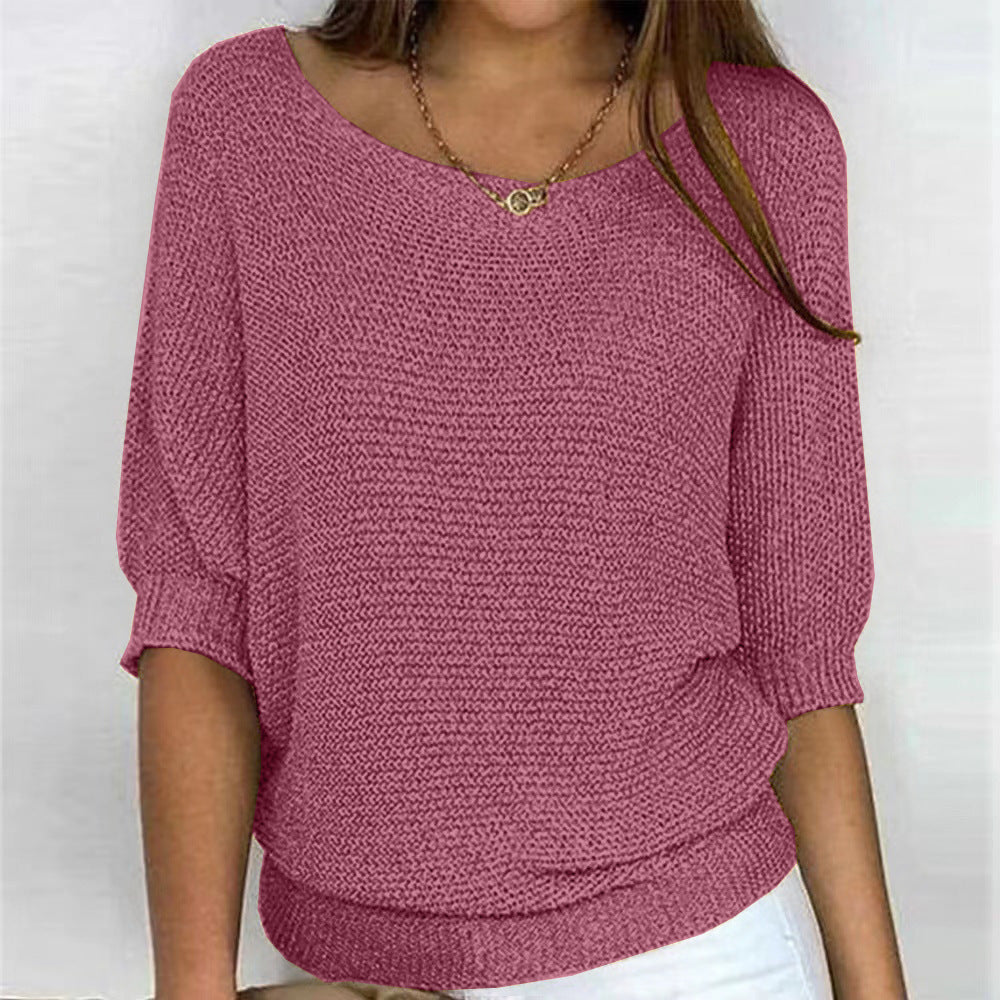 Women's Batwing Sweater Ribbed Trim