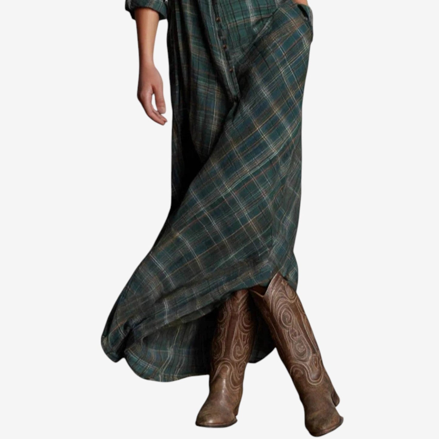 Women's Plaid Dress Collared Neckline