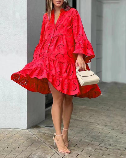 Women's Embroidered Tiered Mini Dress