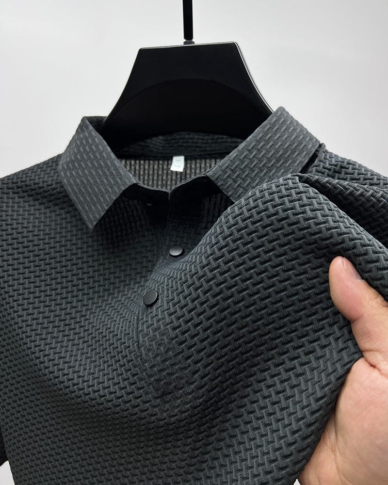 Men's Short Sleeve Polo Shirt Textured Design - VibreMode