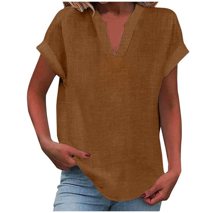 Women's Short Sleeve V-Neck Blouse