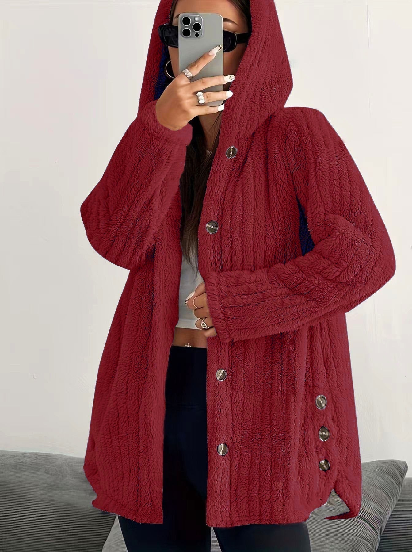 Women's Hooded Cable Knit Cardigan