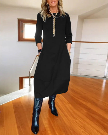 Women's Midi Dress Round Neck