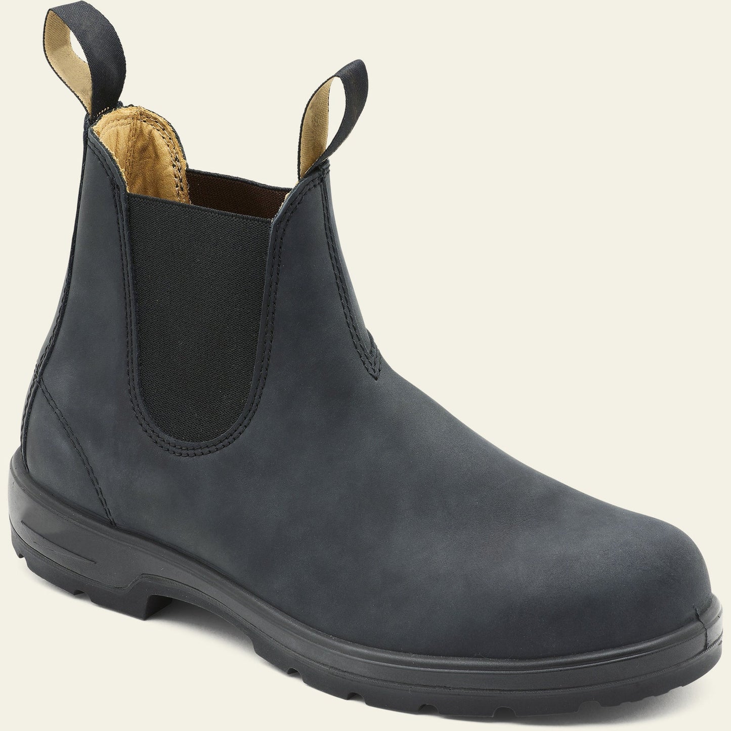 Men's Chelsea Boots Rugged Sole Slip-On Ankle Black