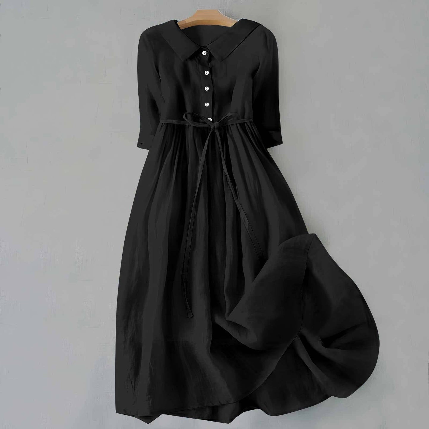 Women's Midi Casual Dress Full Button Front