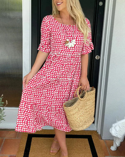 Women's Relaxed Midi Dot Dress - VibreMode