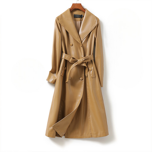 Sheepskin Leather Trench Coat - VibreMode