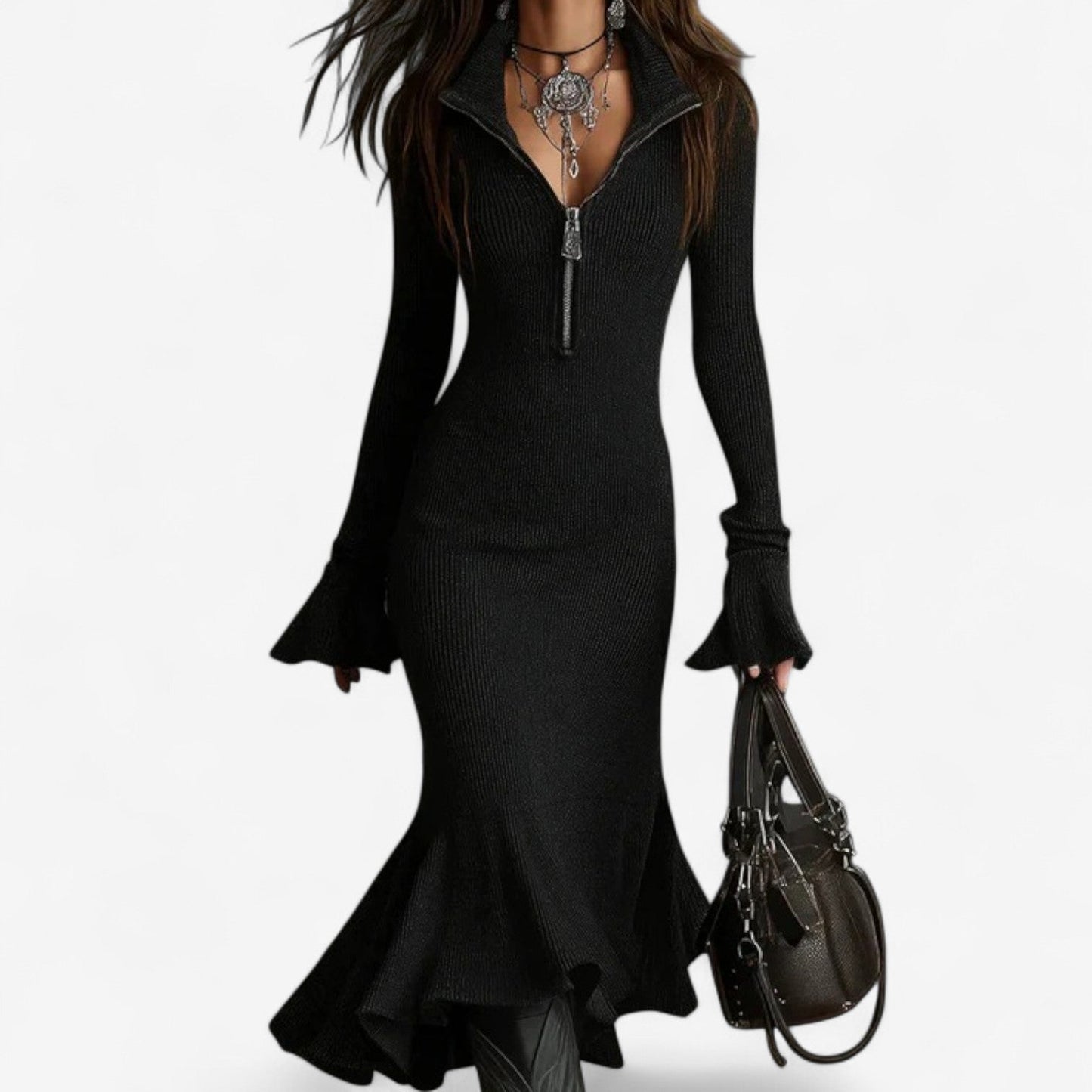 Women's Zip Front Collar Dress