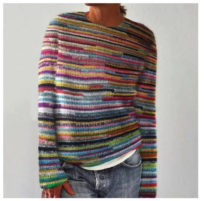Relaxed Fit Colorful Knit Sweater - VibreMode