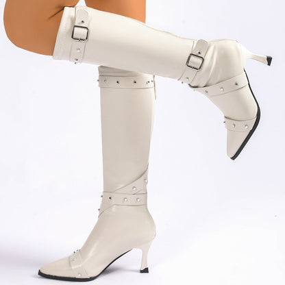 Women's Buckle Strap Pointed Toe Boots