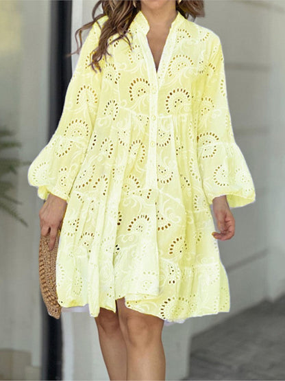 Women's Embroidered Tiered Mini Dress