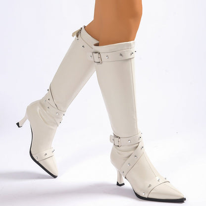 Women's Buckle Strap Pointed Toe Boots