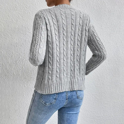 Women's Cable Knit Cardigan Slim Fit Button Front Closure