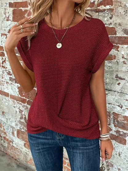 Women's Waffle Knit Casual T-Shirt