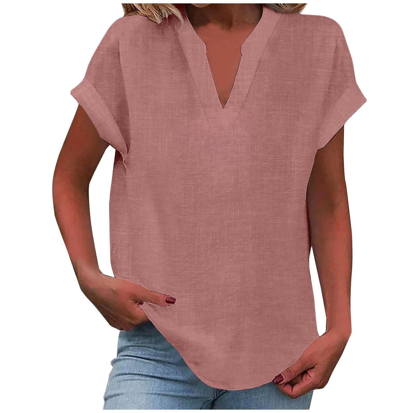 Women's Short Sleeve V-Neck Blouse