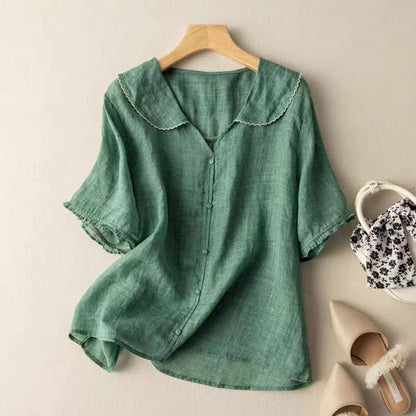 Women's Loose Fit Short Sleeve Blouse - VibreMode