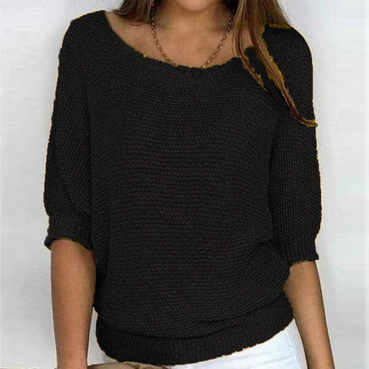 Women's Batwing Sweater Ribbed Trim