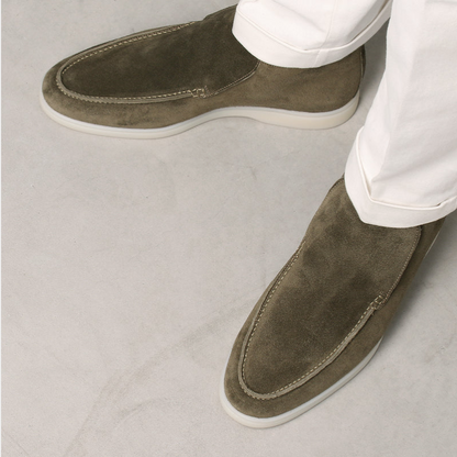 Men's Suede Loafers Brown Elegant Calfskin