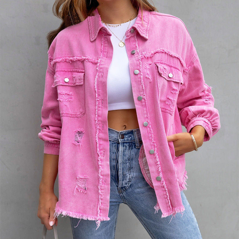 Women's Collared Button Front Jacket - VibreMode