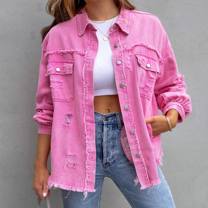 Women's Button Down Jacket Vintage Style - VibreMode