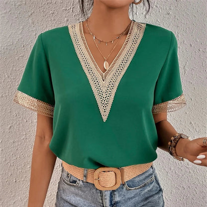 Women's Crochet Trim Blouse