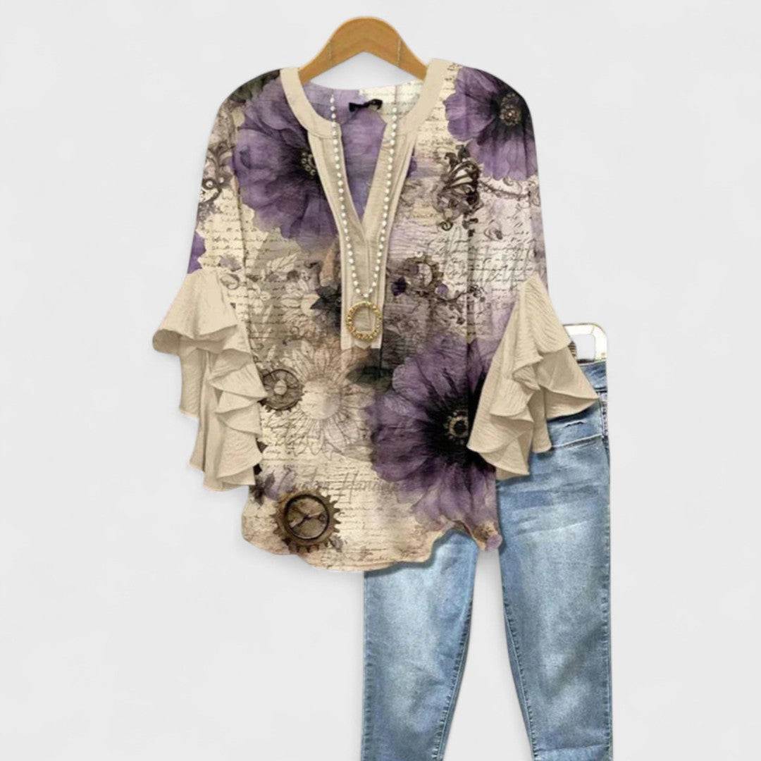 Women's Flowy Ruffle Sleeve Blouse