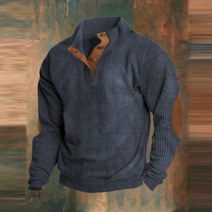 Relaxed Fit Men's Quarter Zip Pullover Sweater