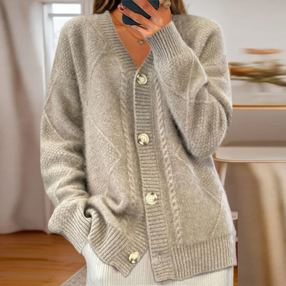 Women's V-Neck Cardigan Oversized Button Down
