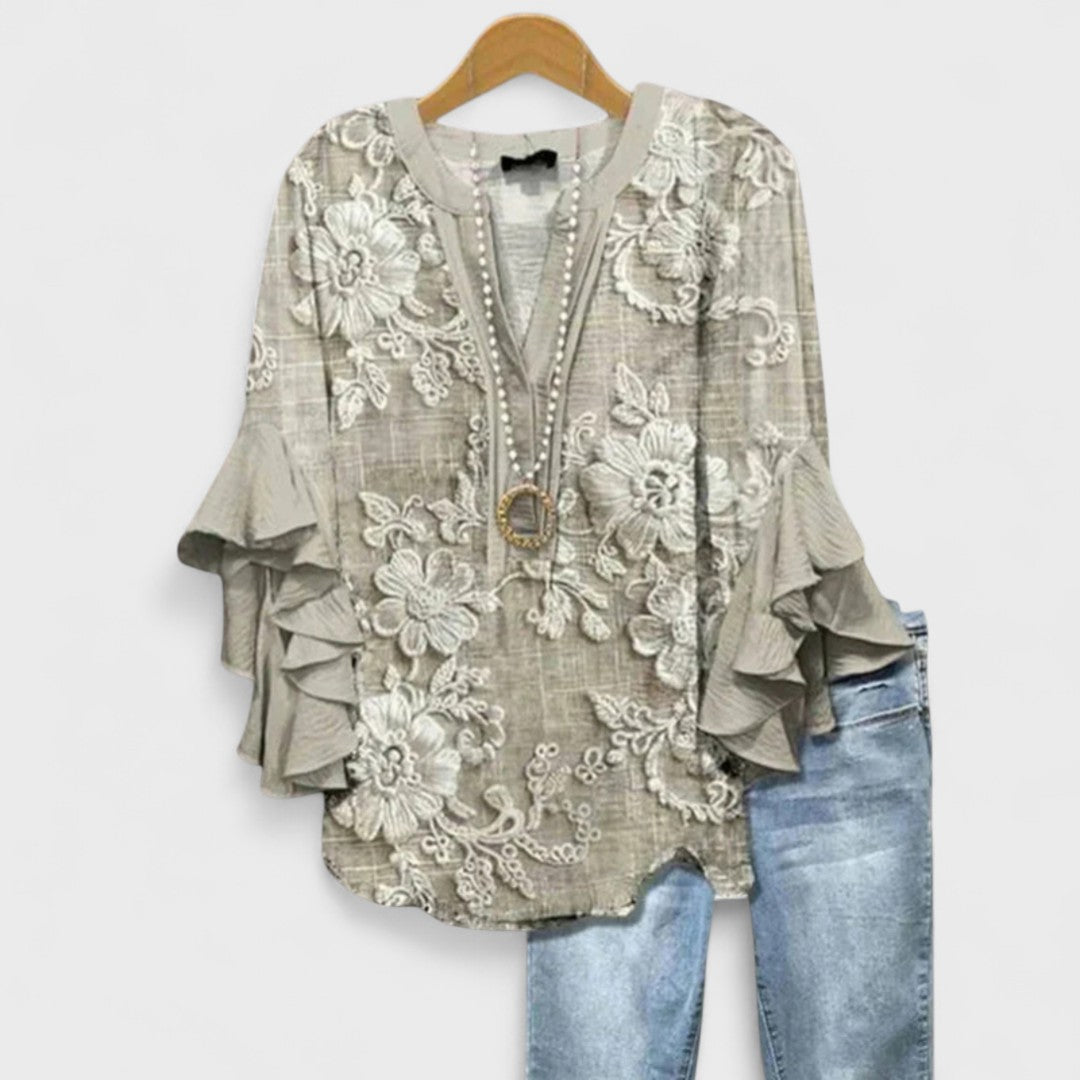 Women's Flowy Ruffle Sleeve Blouse