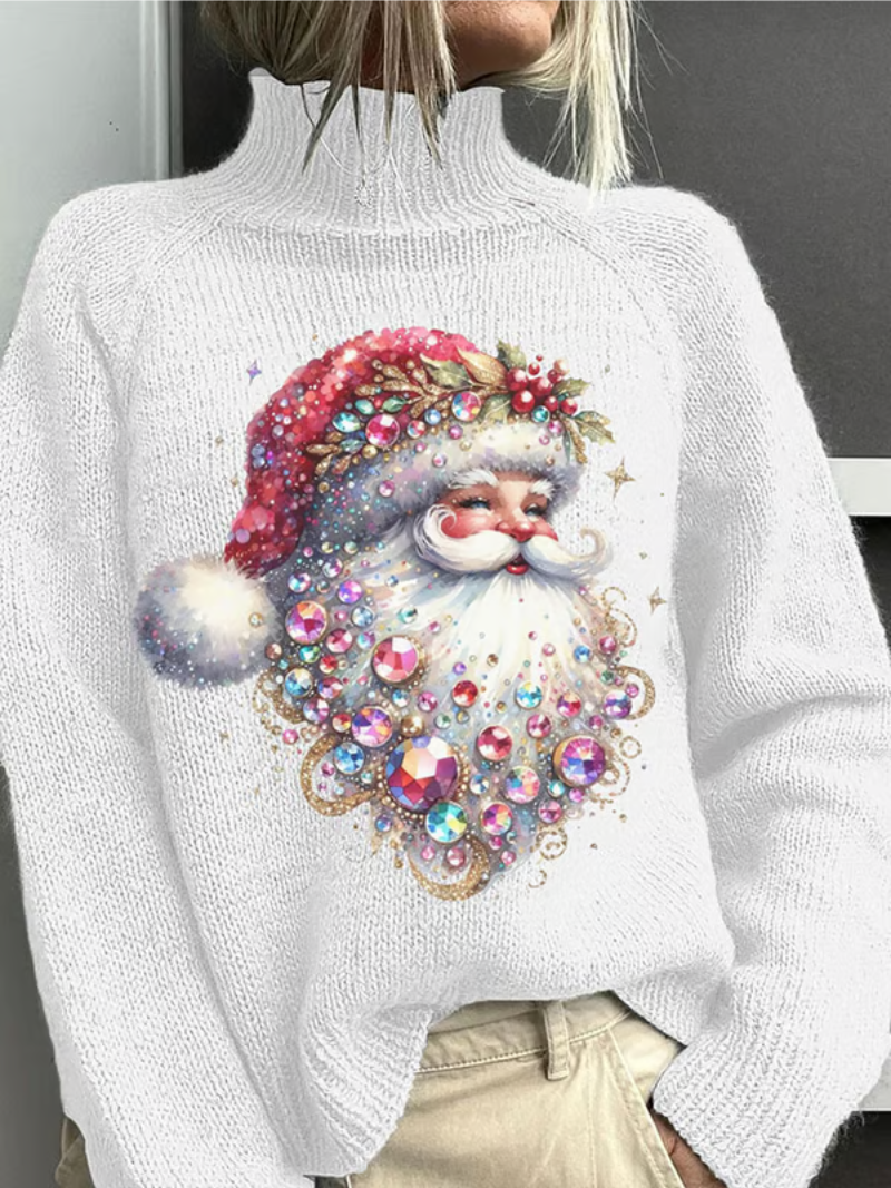 Fun Holiday Sweater with Glitter Santa - VibreMode