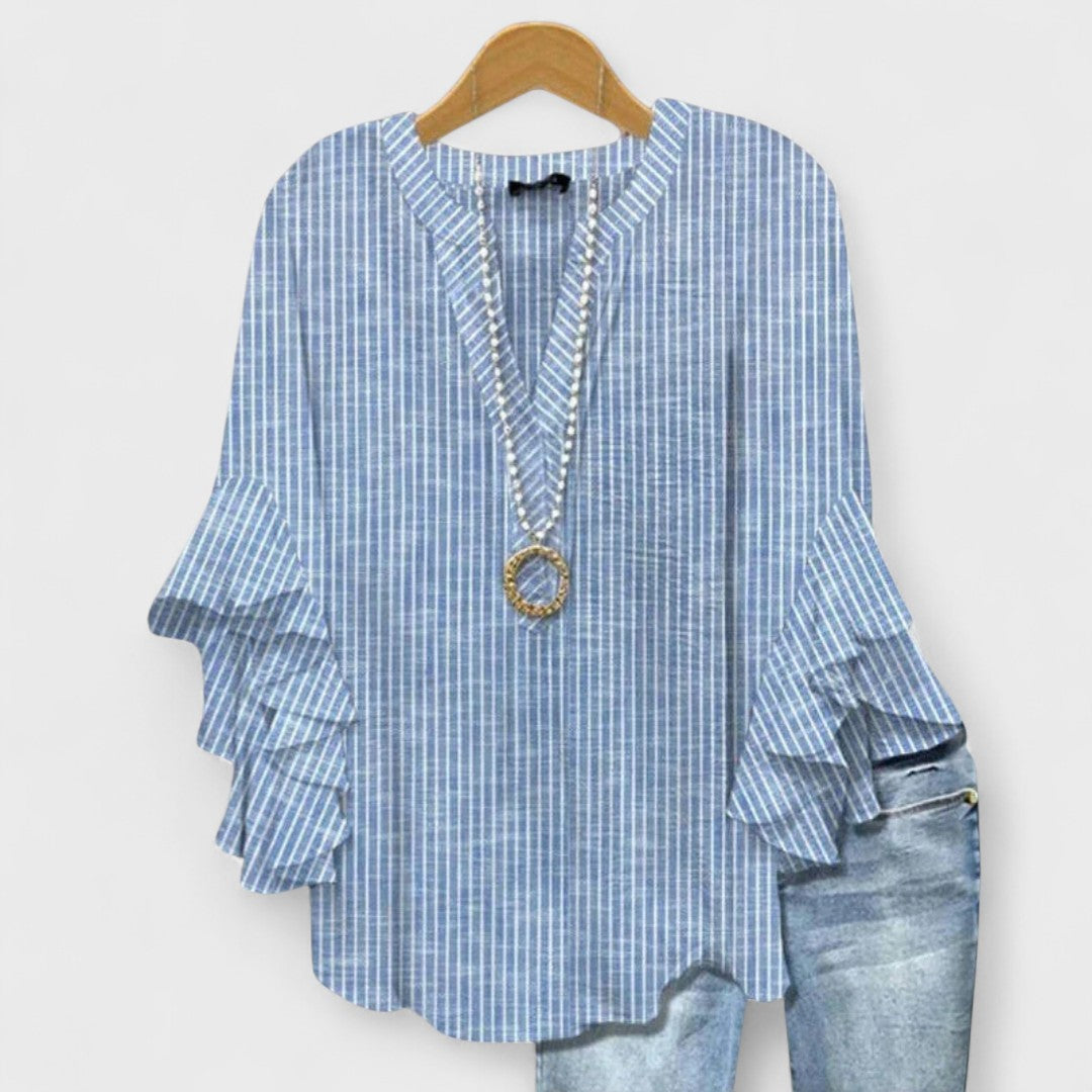 Women's Floral Print V Neck Blouse