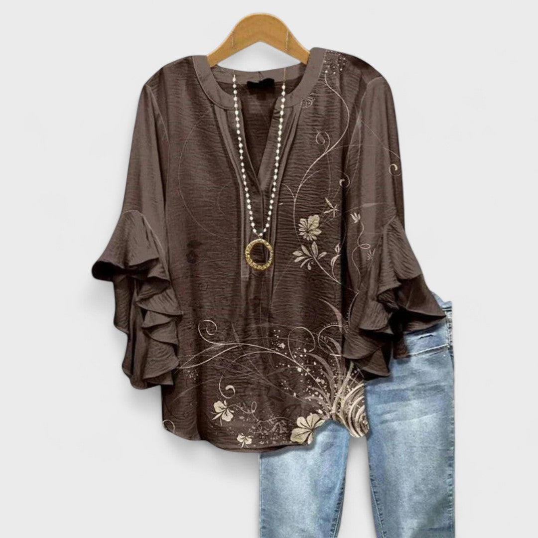Women's Flowy Ruffle Sleeve Blouse