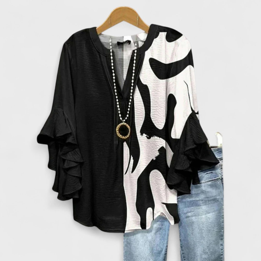 Women's Floral Print V Neck Blouse