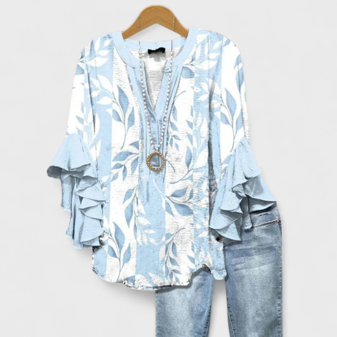 Women's Floral Print V Neck Blouse