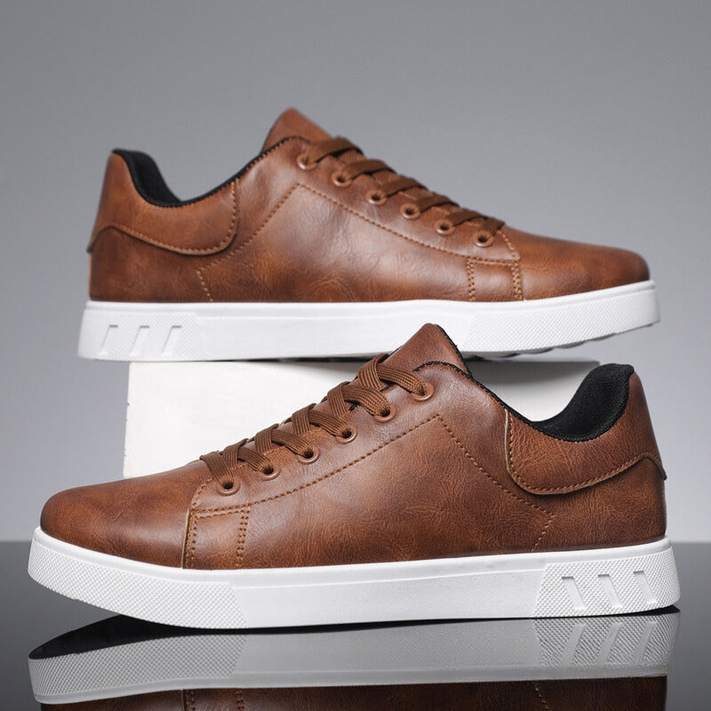 Men's Casual Lace-Up Sneakers White Sole Low-