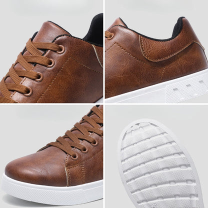 Men's Casual Lace-Up Sneakers White Sole Low-