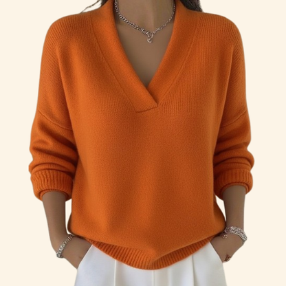 Ladies Classic V Neck Knit Sweater Top