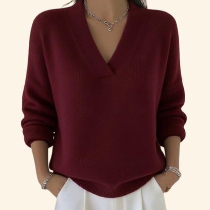 Women's Relaxed V-Neck Sweater - VibreMode