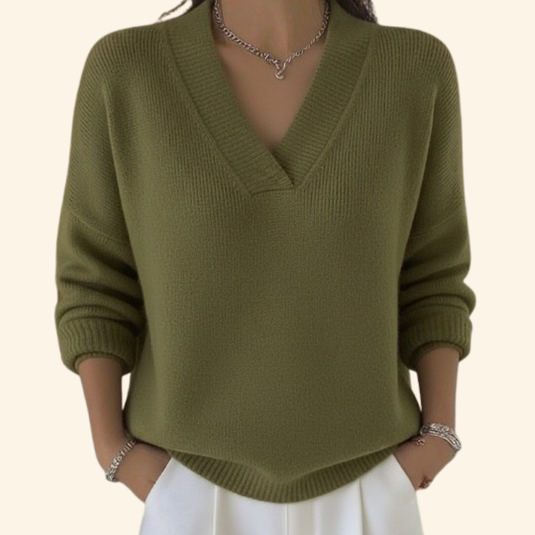 Ladies Classic V Neck Knit Sweater Top