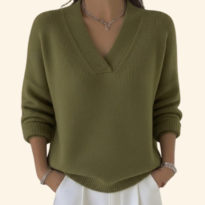 Ladies Classic V Neck Knit Sweater Top