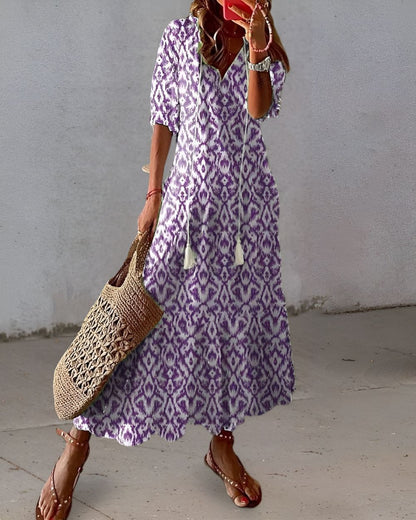 Women's V-Neck Boho Dress