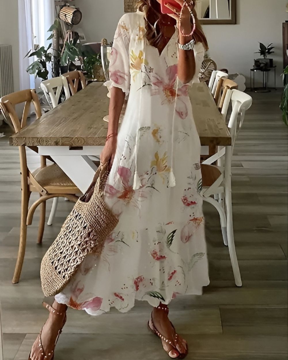 Women's V-Neck Boho Dress