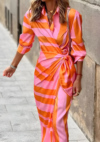 Women's Striped Wrap Dress