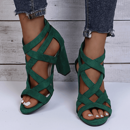 Fashionable Block Heel Ankle Strap Shoes - VibreMode