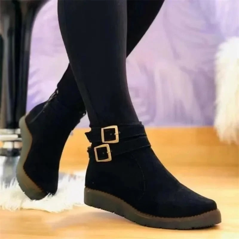 Women's Double Buckle Ankle Boots - VibreMode