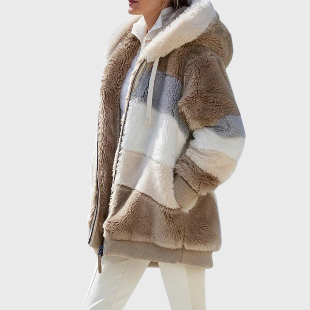 Women's Hooded Fleece Zip Up Jacket Teddy